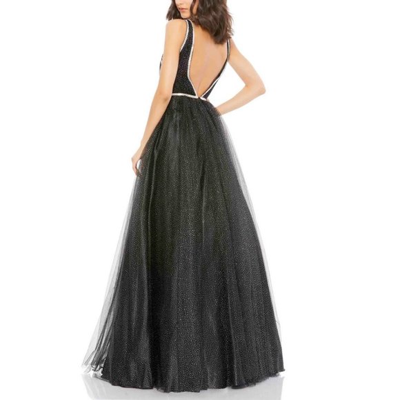 Mac Duggal 30727‎ Size 4 Black Silver Rhinestone Jeweled Tulle Ball Gown Dress - Picture 4 of 4